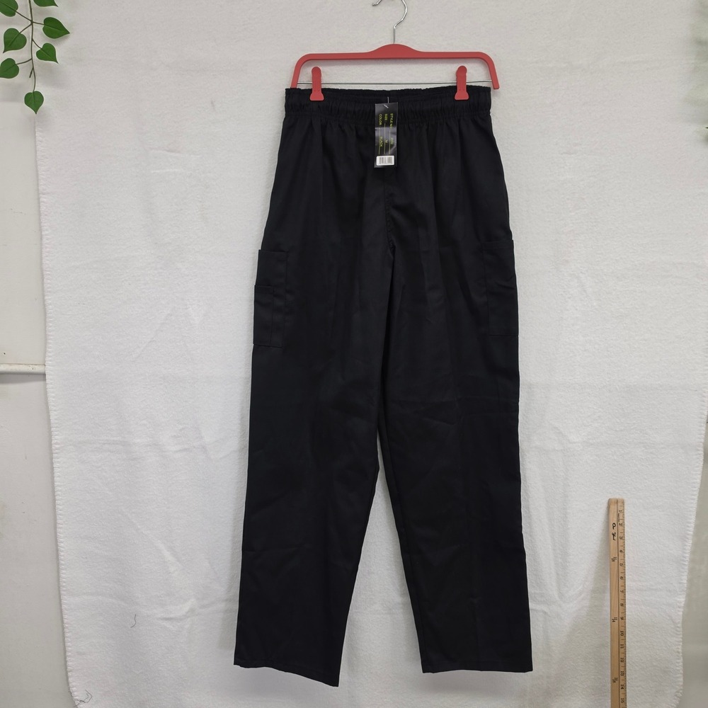 *NWT* Natural Uniforms Black Cargo Scrub Pants Womens Medium Elastic Waist Twill